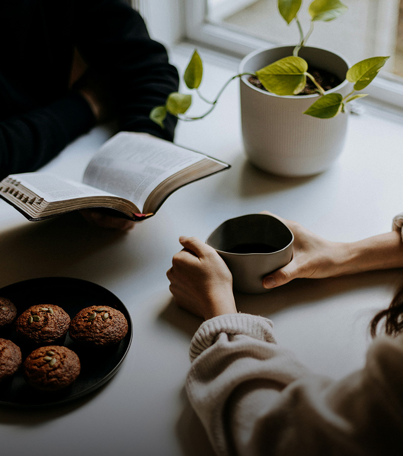 Coffee, journal and a calm setting
